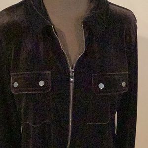 Holiday zip up black velvet jacket